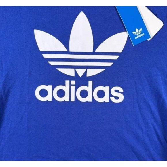 adidas IN8437 Women Blue Crew Neck Short Sleeve Trefoil Boxy T-Shirt Size Large - Picture 2 of 10